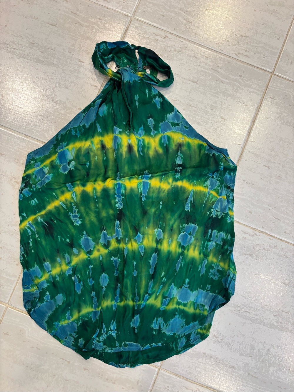 YFB Green & Yellow Tie-Dye Halter Top